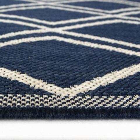 Navy Moroccan Trellis Washable IndoorOutdoor Rug - Ota - Blue / 170cm