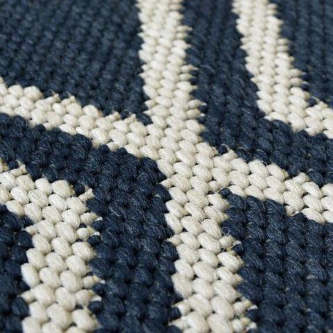 Navy Moroccan Trellis Washable IndoorOutdoor Rug - Ota - Blue / 150cm