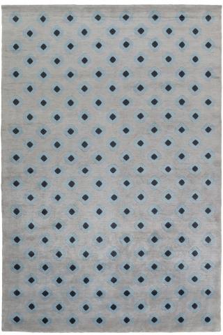 Nazar Other 1.83x1.22m/6'x4' Silver Geometric Bamboo silk Other rug by The Rug Company, Handknotted bamboo silk