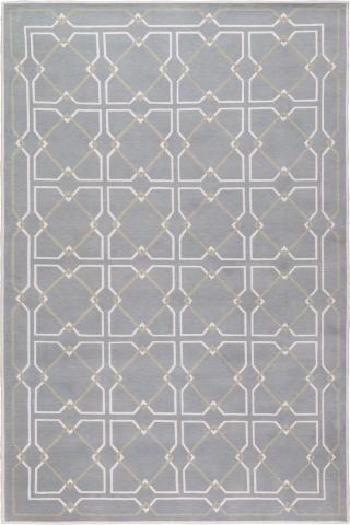 Neisha Crosland Powder Room 2.74x1.83m/9'x6' Blue Geometric Wool Geometric rug by The Rug Company, Handknotted Tibetan wool