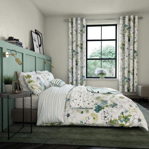 Neroli Floral Bedding and Pillowcase By Helena Springfield in Aloe Green