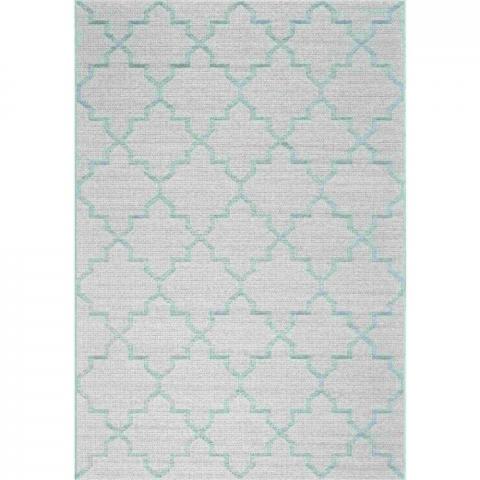 Newquay Geometric Trellis Flatweave Outdoor Rugs 96003 5001 Blue