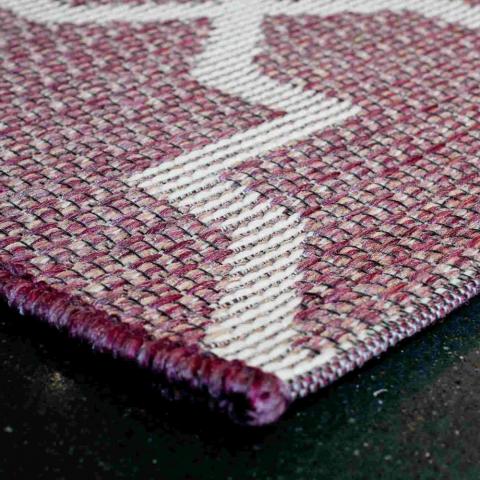 Newquay Geometric Trellis Flatweave Outdoor Rugs 96003 8007 Purple