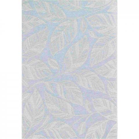 Newquay Leaf Flatweave Outdoor Rugs 96014 5009 Blue