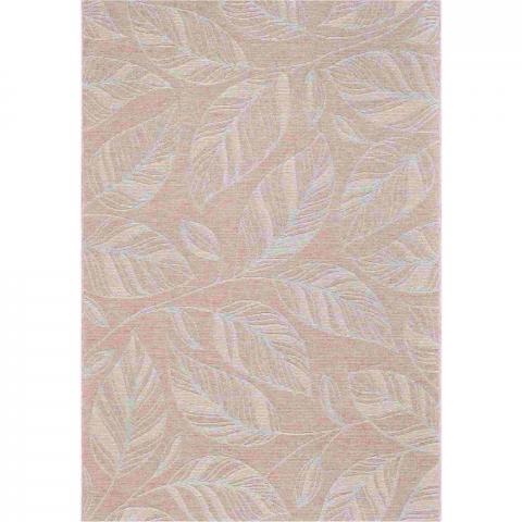 Newquay Leaf Flatweave Outdoor Rugs 96014 8002 Coral