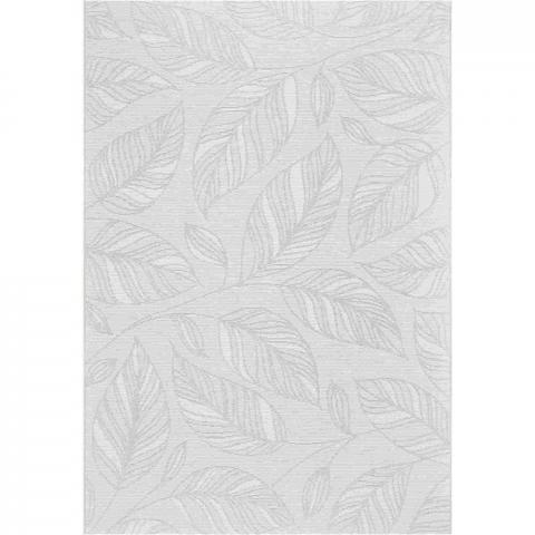 Newquay Leaf Flatweave Outdoor Rugs 96014 3011 Grey