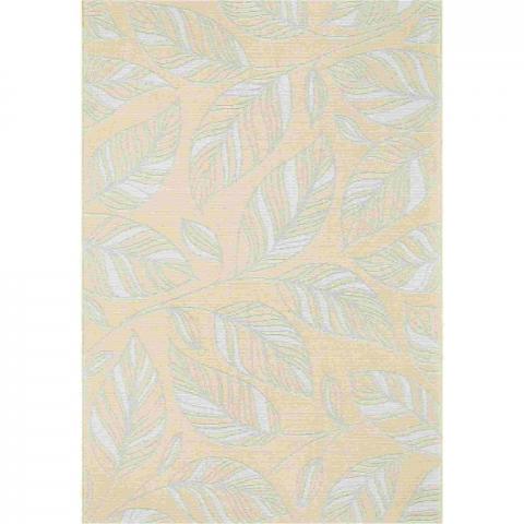 Newquay Leaf Flatweave Outdoor Rugs 96014 2007 Gold