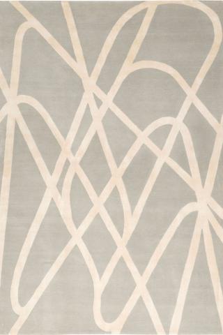 Nicole Fuller Farrah Grey 3.05x2.44m/10'x8' Grey Abstract Wool & Silk Abstract rug by The Rug Company, Handknotted Tibetan wool and silk