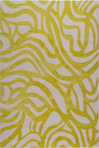 Nicole Fuller Lamu Sun Bright 3.05x2.44m/10'x8' Yellow Abstract Wool & Silk Bright rug by The Rug Company, Handknotted Wool & Silk