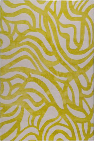 Nicole Fuller Lamu Sun Bright 1.83x1.22m/6'x4' Yellow Abstract Wool & Silk Bright rug by The Rug Company, Handknotted Wool & Silk