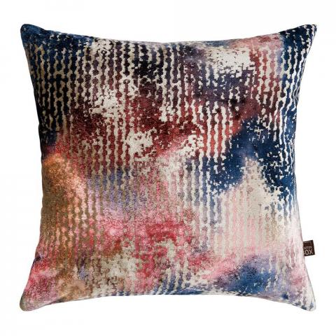 Nisha Abstract Distressed Cushion in Pink and Blue