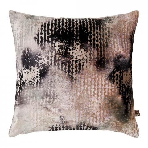 Nisha Abstract Distressed Cushion in Mink and Charcoal Grey