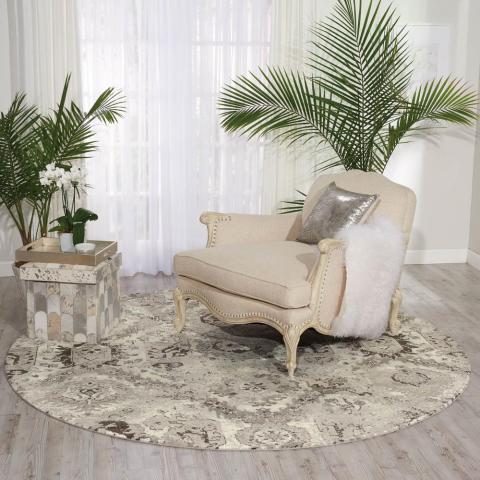 Nourison Twilight Circular Rugs TWI03 in Ivory and Grey