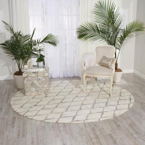 Nourison Twilight Circular Rugs TWI15 in Ivory