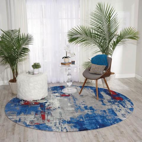 Nourison Twilight Circular Rugs TWI20 by Nourison in Grey and Blue