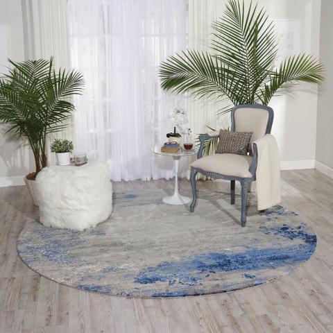 Nourison Twilight Circular Rugs TWI22 by Nourison in Blue and Grey