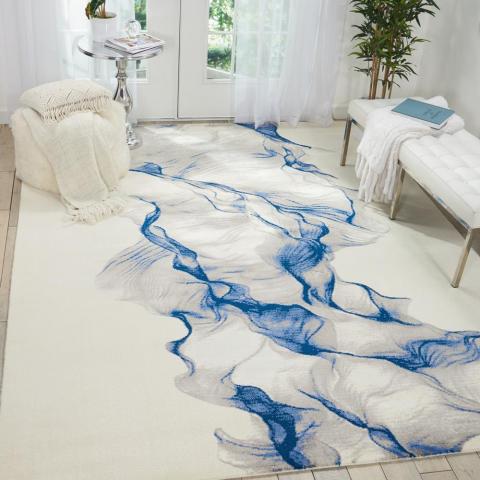 Nourison Twilight Rugs TWI27 by Nourison in Ivory and Blue