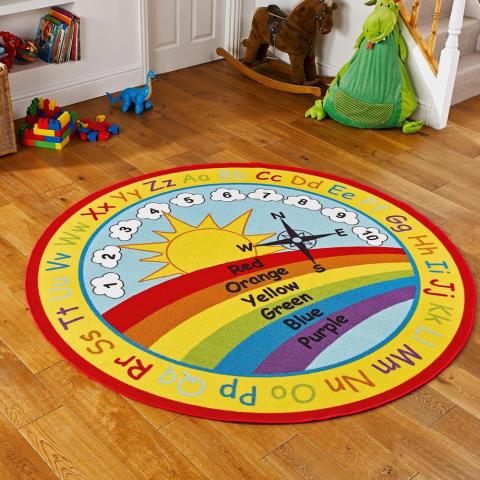 Nursery Rainbow Educational Rugs in Multi