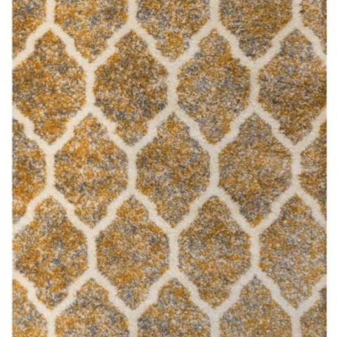 Ochre Flecked Trellis Shaggy Rug - Lush - Ochre / 240cm