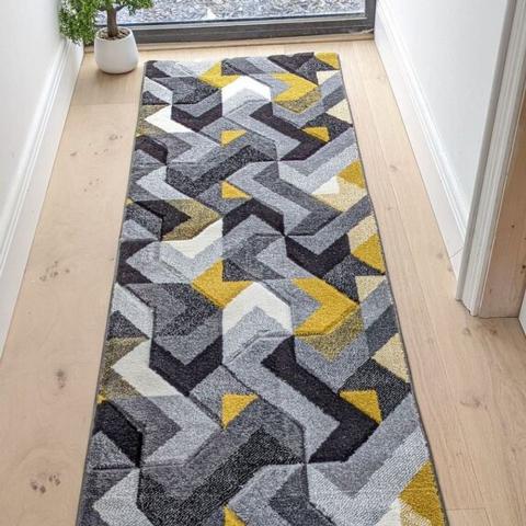 Ochre Herringbone Area Rug - Boston - Yellow / 230cm / 3kg