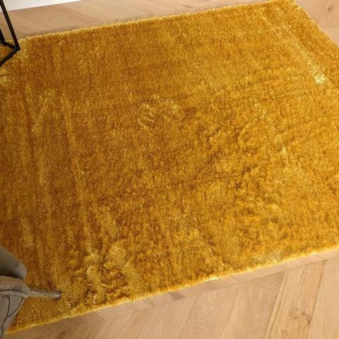 Ochre Soft Polyester Shaggy Rug - Lush - Yellow / 150cm