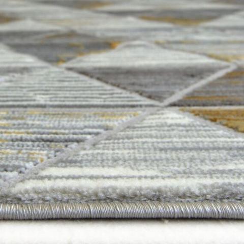 Ochre Yellow High Shine Geometric Rugs - Holm - Yellow / 150cm