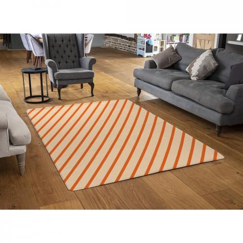 Orange Lines Designer Rug - Orange / 110cm