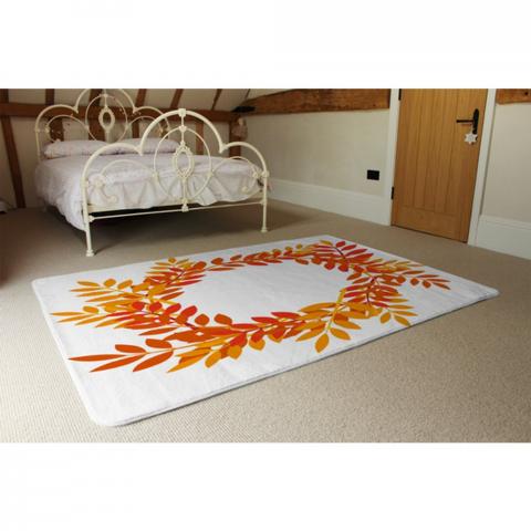 Orange  Red Autumn Leaves Designer Rug - Orange / 230cm