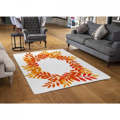 Orange  Red Autumn Leaves Designer Rug - Orange / 110cm