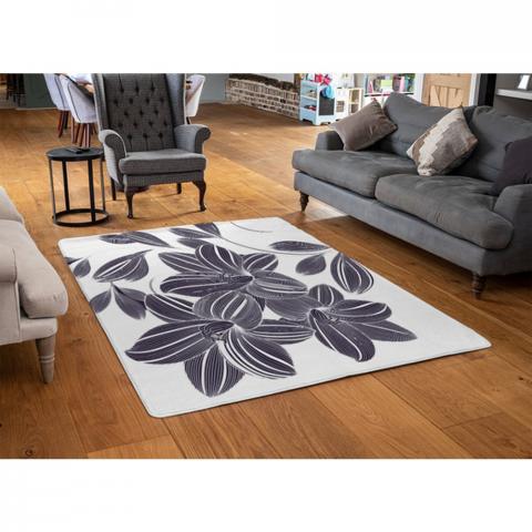 Orchids Designer Rug - Blue / 110cm