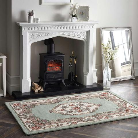 Origins Shensi Green Aubusson Rug Runner 