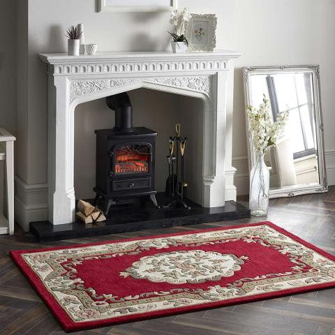 Origins Shensi Wine Aubusson Rug Half Moon 