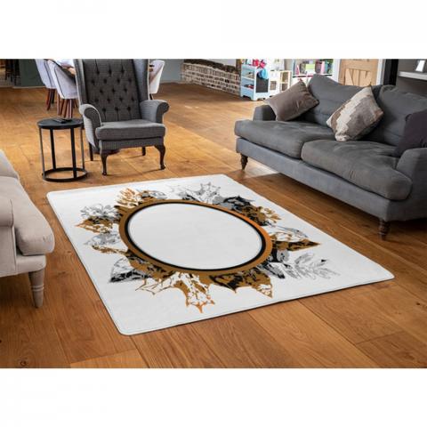 Paint Print Autumn Decoration Designer Rug - Brown / 110cm