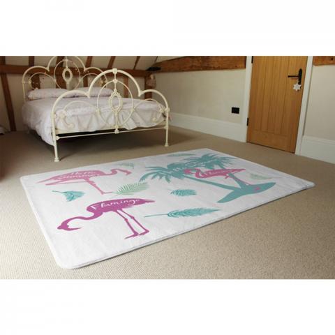 Palm  Flamingo Designer Rug - Pink / 230cm