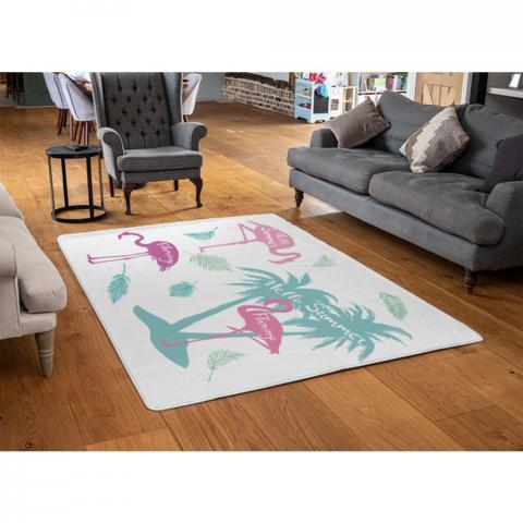 Palm  Flamingo Designer Rug - Pink / 110cm