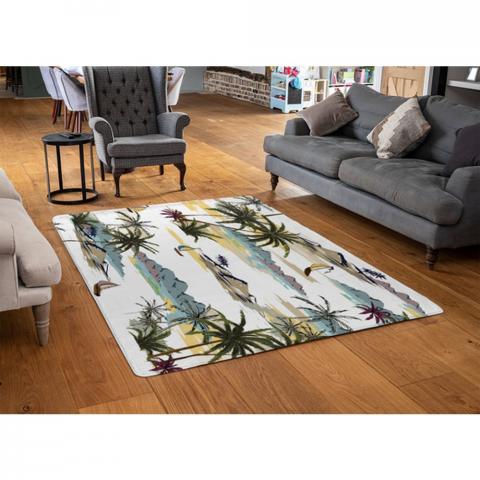 Palm Trees Designer Rug - Brown / 110cm