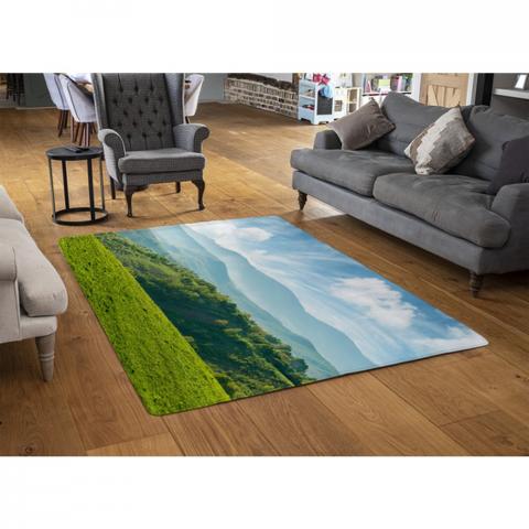 Panorama Of Beautiful Countryside Of Romania Designer Rug - Green / 110cm