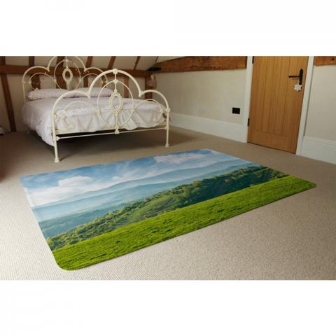 Panorama Of Beautiful Countryside Of Romania Designer Rug - Green / 230cm