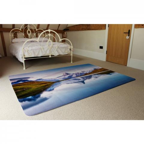 Panoramic View Of The Mt. Schreckhorn And Wetterhorn Designer Rug - Blue / 230cm