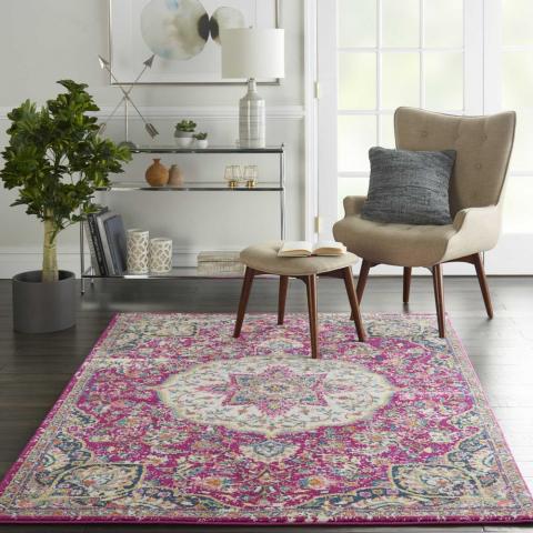 Passion Vintage Distressed Medallion Rugs PSN22 in Pink