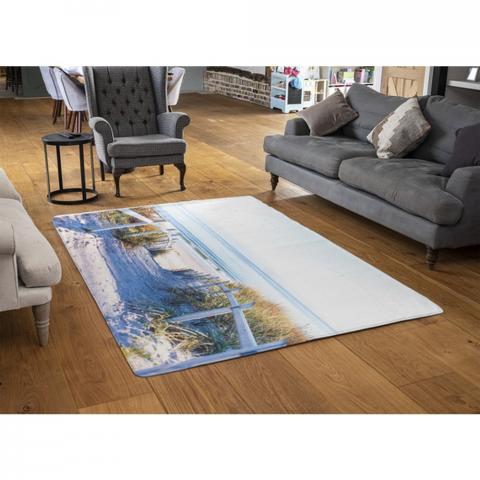 Path To The Beach At Baltic Sea Designer Rug - White / 110cm