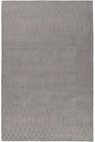 Paul Smith Albemarle Geometric 1.83x1.22m/6'x4' Grey Wool & Silk Geometric rug by The Rug Company, Handknotted Tibetan wool and silk