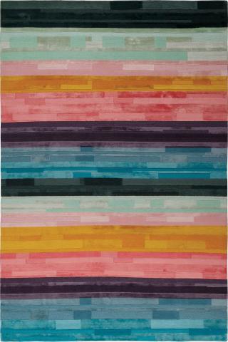 Paul Smith Artist Stripe 3.05x2.44m/10'x8' Pink/Blue/Green Bright Wool & Silk rug by The Rug Company, Handknotted Tibetan Wool & Silk