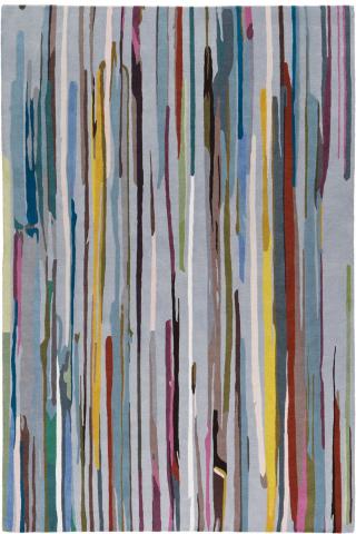 Paul Smith Paint Stripe Abstract 3.66x2.74m/12'x9' Blue/Red/Grey Bright Wool Abstract rug by The Rug Company, Handknotted Tibetan wool