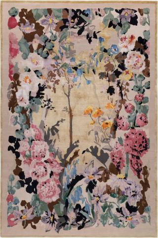 Paul Smith Wildflower Walk 3.05x2.13m/10'x7' Grey/Pink/Green Floral Wool & Silk Floral rug by The Rug Company, Handknotted Wool & Silk