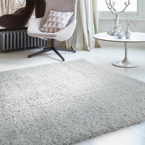 Payton Shaggy Soft Shimmer Rugs in Silver Grey