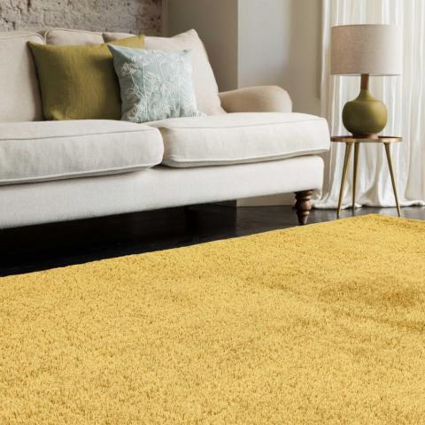 Payton Shaggy Soft Shimmer Rugs in Gold Yellow