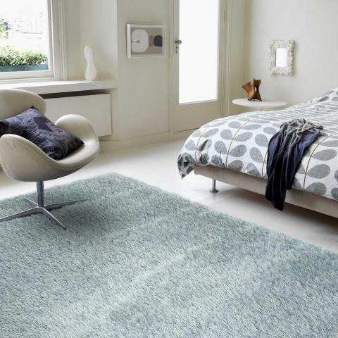 Payton Shaggy Soft Shimmer Rugs in Duck Egg Blue