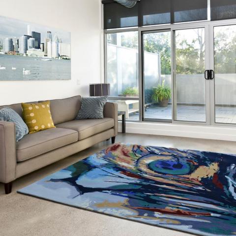 Peacock Painting Multi-Coloured Rugs