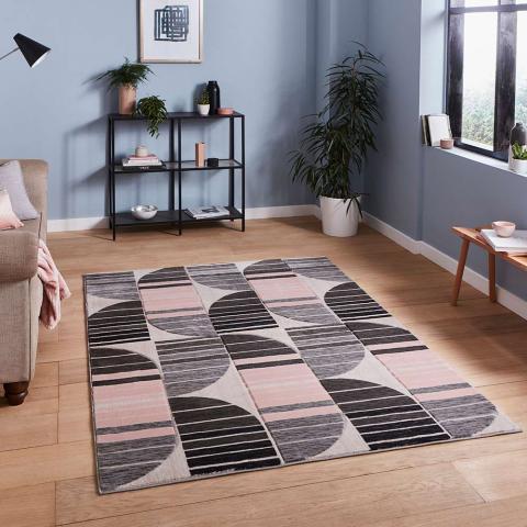 Pembroke HB33 Geometric Grey Rose Rug 